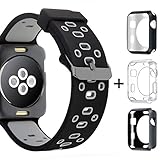 Oitom 38mm Soft Breathable Silicone Replacement Wristband Straps with Plated TPU Protective Case for Apple Watch Nike+,Series 1,Series 2,Sport,Series 3 Apple Watch Edition M/L Size