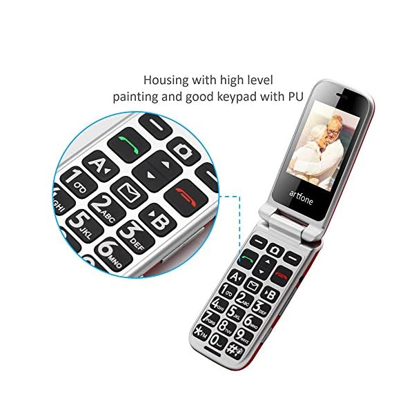 Artfone-C10-Flip-Big-Button-Mobile-PhoneSenior-phone-with-charging-cradle-and-Large-Screen-for-Elderly-Unlocked-Mobile-PhoneRed artfone C10 Red,with Charging Dock,2G Dual SIM Dual LCD Unlocked Flip Phone for Seniors with Large Colour Display, Big…