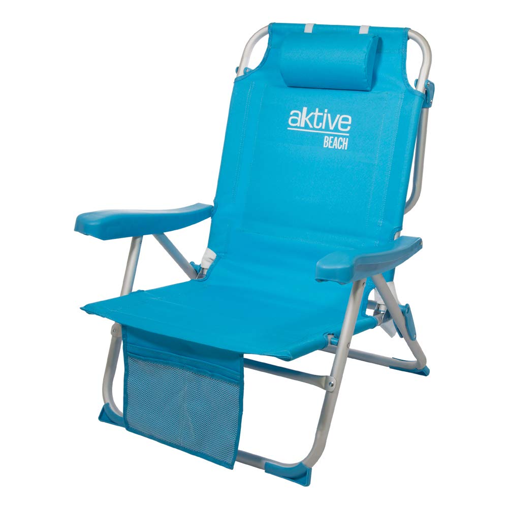 Chaise Dossier Haut Chaise De Plage Pliante Uquip Sandy XL - Dossier Haut 90cm - Capacité 120kg - Bleu Matelas De Plage Pliable