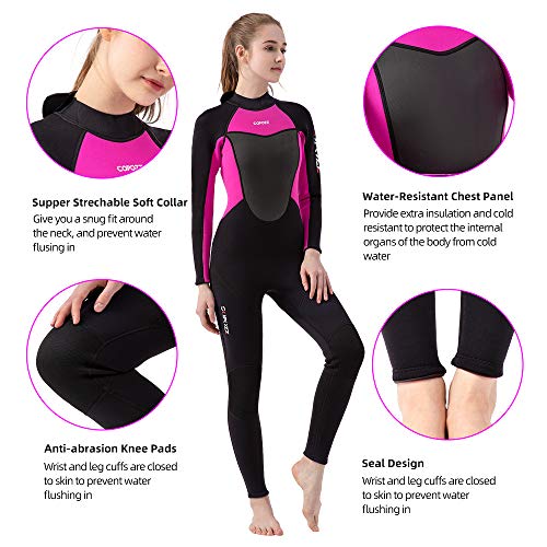 COPOZZ Wetsuit for Men and Women 3mm Neoprene Full Wetsuit, Back Zip