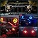 T-Former DOT Approved 7'' RGB LED Headlights and 4 '' LED Fog Lights Halo Ring for Jeep Wrangler 1997-2018 JKU JK Rubicon TJ LJ