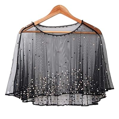Zakia Women's mesh shawl evening dress wedding sequins shawl wrapped scarf Zakia Women's mesh shawl evening dress wedding sequins shawl wrapped scarf