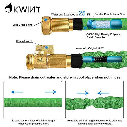 OKWINT 50 FT Garden Hose Expandable Water Hose with Double Latex Core, 3/4 Solid Brass Fittings, Durable Outdoor Gardening Flexible Hose for Yard, 8-Mode High Pressure Spray Nozzles