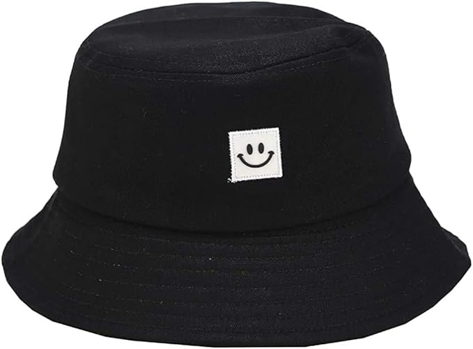 Morefashionland Bucket Hat Sun Hat Foldable Cotton Fisherman Hat Smiley