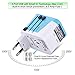 International Travel Adapter, All in One Universal Worldwide European Power Plug with 2.4A 4-Port USB Wall Charger for USA EU UK AUS Blue