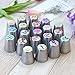 Russian Piping Tips - Cake Decorating Supplies - 34pcs Baking Supplies Set | 20 Stainless Steel Large Size Icing Nozzles + 11 Pastry Bags + 2 Couplers + 1 Cleaning Brush