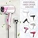 Hair Dryer Hanger Wall Mount Blow Dryer Holder Stainless Steel Metal Plug Holder Wall Holder with Self Adhesive Hooks for Bathroom Bedroom