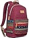 Kinmac Canvas Backpack with Massage Cushioned Straps,Travel Outdoor Backpack (Wine-Bohemian)
