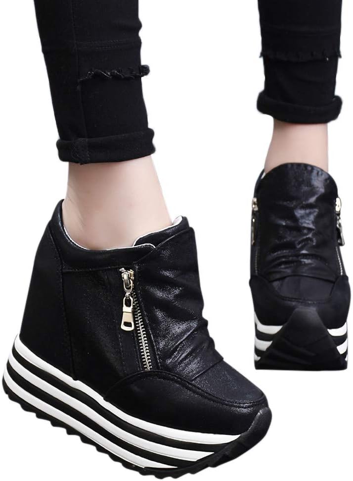 Sharemen Womens Hidden Wedges High Top Sneakers Increase Shoes