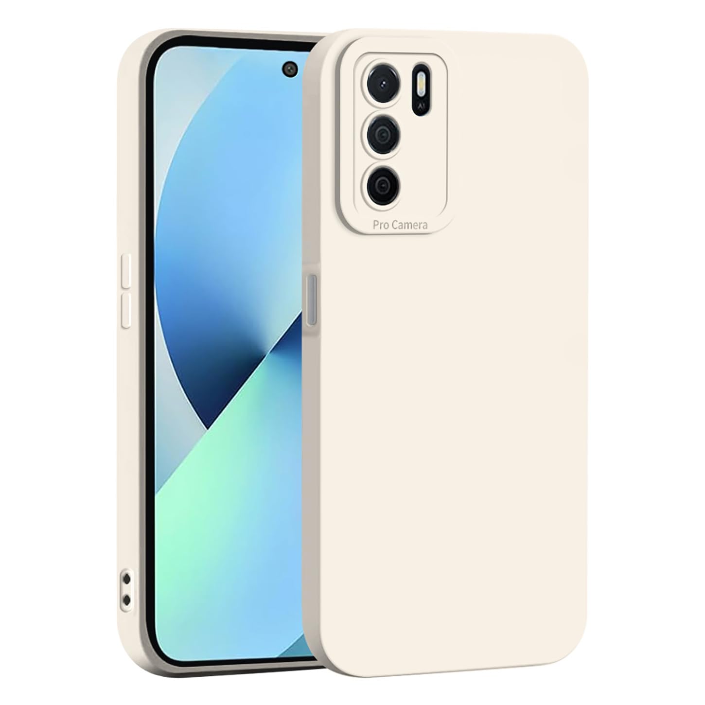 ILING Liquid Silicone Case for OPPO A16 / OPPO A16s / OPPO A54s, Simple Solid Color Back Soft Gel Rubber Frosted TPU Bumper Shockproof Protective Ultra-thin Phone Case Cover (White)