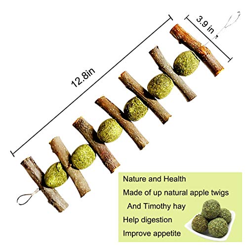 Bunny Chew Toys for Teeth, Natural Organic Apple Sticks for Rabbits