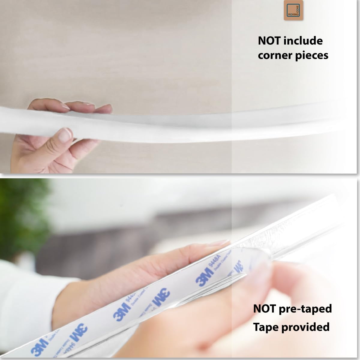 Roving Cove HeftyFit Edge Protector for Baby Proofing (6ft Large Edge Only), Heavy-Duty Soft Furniture Edge Bumper Guards, Desk Edge Cushion, Wall Corner Covers, 3M Adhesive, Oyster White (Off White)