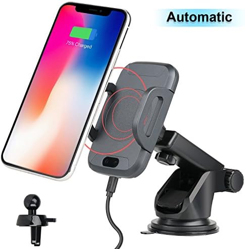 Qi Wireless Car Charger Mount,TD Design Automatic Sensor Air Vent Phone Holder 10W Fast Charging for Samsung Galaxy S8 S7 Edge,Note8,Standard Charge for iPhone X, 8/8 Plus and Qi Enabled Devices