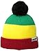 neff Men's Snappy Pom Beanie, Rasta, One Size