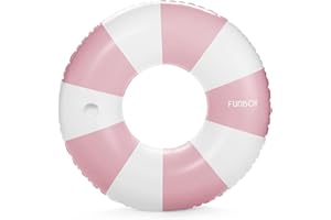 FUNBOY Giant Vintage Stripe Inflatable Tube Pool Float with Cup Holder 48" Large Pool Float for Adults Inner Tube Swimming Pool Toys Swim Rings Pool Lounger Float for Pool Party & Summer