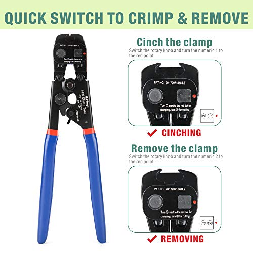 iCrimp Ratchet PEX Cinch&Remove Tool for 3/8 to 1-inch Stainless Steel Clamps-work with ASTM F2098 and Non 2098 Single Ear Hose Clamps