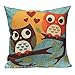 JC Home Cotton Linen Owl Pillow Case Room Decoration Sofa Cushion Cover Type 3