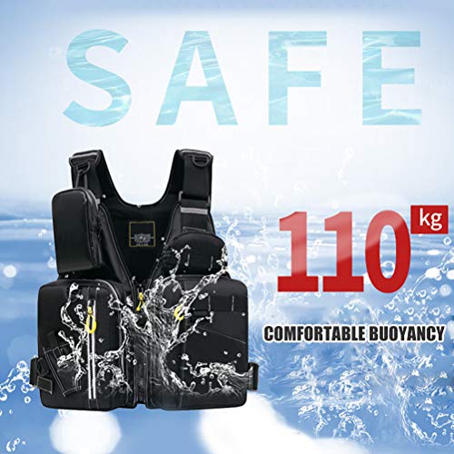 Yissma Gilet De Sauvetage De Pêche Réfléchissant Unisexe Gilet Multi-fonction Multi-poches à L’extérieur Gilet De Pêche à Haute Flottabilité