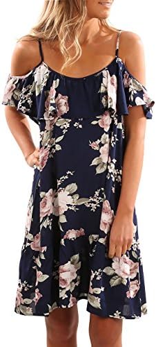 Shellyme Womens Summer Braces Skirt Printed Casual Slip Strap Dress Tropical Palm Sundress