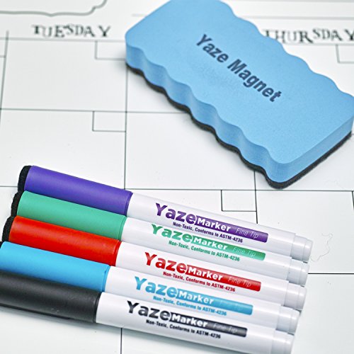 Magnetic Calendar for Fridge - Dry Erase Whiteboard for Kitchen Refrigerator - 17X12” - 5 Fine Tip Markers and Large Eraser with Strong Magnet - Monthly White Board- Perfect Planner To Stay Organized