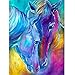 MXJSUA DIY 5D Diamond Painting by Number Kits Full Drill Rhinestone Embroidery Cross Stitch Pictures Arts Craft for Home Wall Decor,Two Colored Horses 12x16in