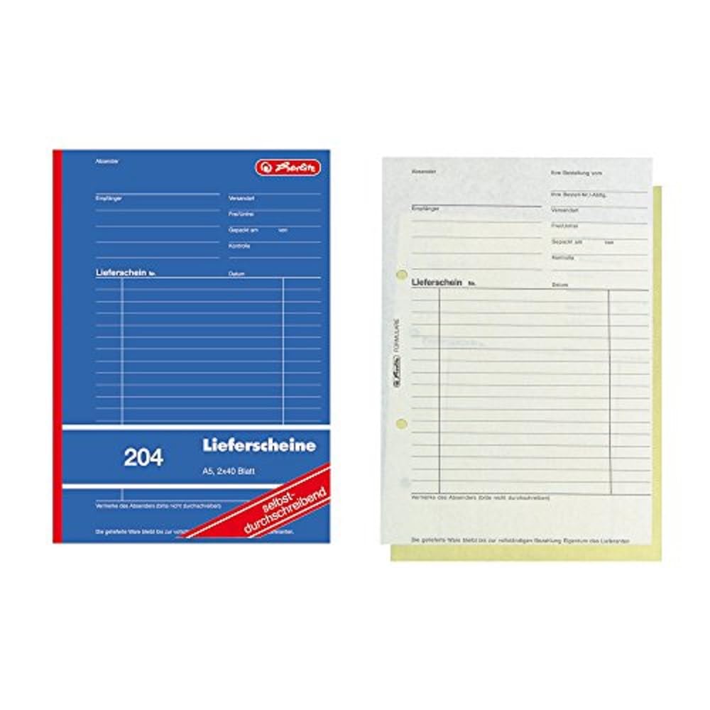Herlitz 10 x A5 Delivery Note Book 2 x 40 Sheets Carbonless 883520 — image 1