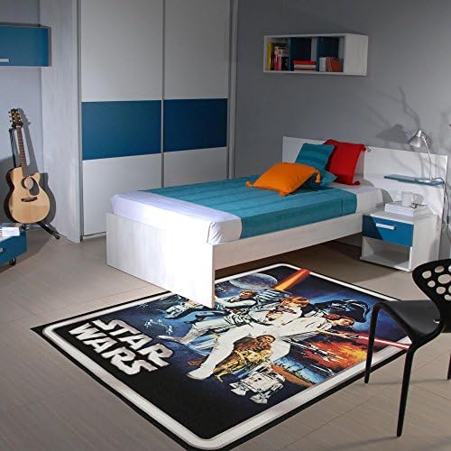 Galactic Star Wars Pattern Area Rug, Boba Fett Darth Vader R2-D2 Chewbacca Storm Trooper Yoda, Rectangle Indoor Living Room Hallway Bedroom Carpet, Astral Fighters Themed, Multicolor, Size 4'6 x 6'6