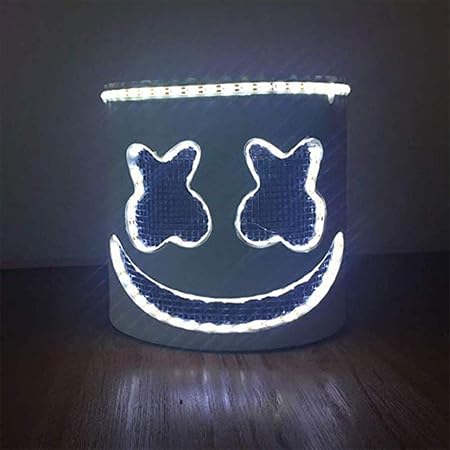 Towinle LED DJ Marshmello Maske Cosplay Kostüm Helm Vollkopf Maske Party Musikfestival Leuchten Maske Halloween Karneval Weih