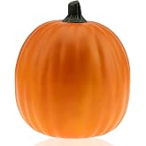 Folmywy 6.7 Inch Artificial Pumpkin Orange Fall Harvest Fake Pumpkins Decor | Foam Carved Pumpkin for Thanksgiving Halloween Realistic Faux Pumpkins for Festive Party Table Home Indoor Outdoor Deocr