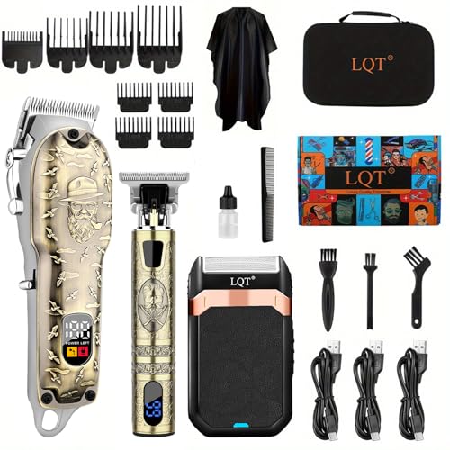 LQT Haarschneidemaschine Set für Männer, Haarschneidemaschine Trimmer mit LED-Anzeige, Professioneller Kabelloser Haarschneidemaschine Rasierer Bartsc