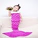 BG All Seasons Soft Crochet Mermaid Tail Blanket with Scales Pattern for Kids 55.12in x27.60in (140cm x 70cm Hot Pink)