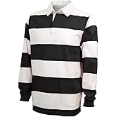 Charles River Apparel Men's Classic Rugby Shirt, Black/White, XX-Small