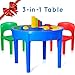 Kids 3-in-1 Multi Activity Table Set - 25 Pieces Jumbo Blocks Compatible Bricks Toy, Play Table Includes 2 Chair and Building Block Table with Storage