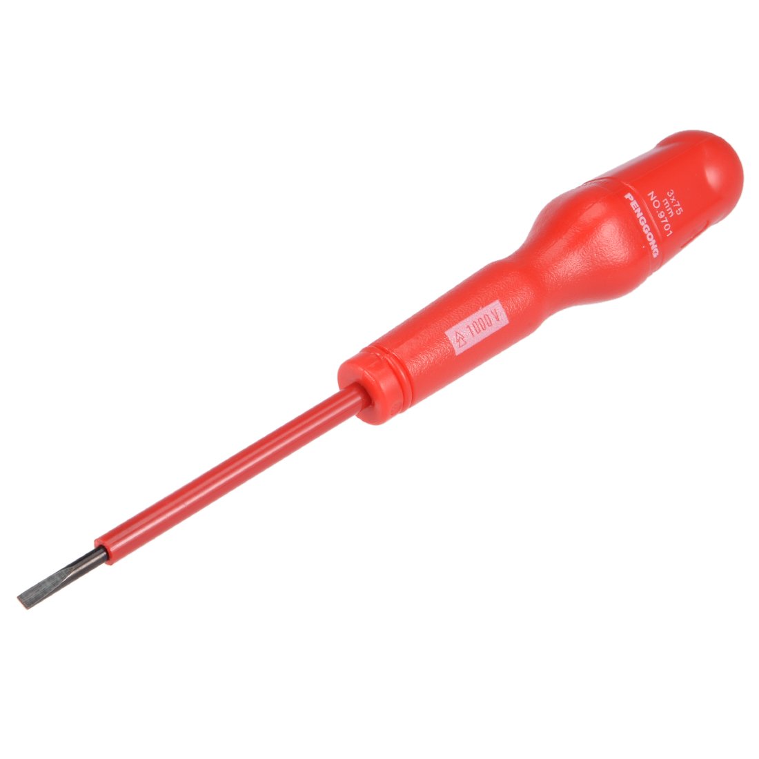sourcing map 1000v Slotted Insulated Magnetic Electrical Screwdriver 3mm x 75mm