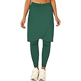 Fisoew Women's Knee Length Athletic Skirt with Leggings Wrap Gym Workout Golf Tennis Skorts with Pocket