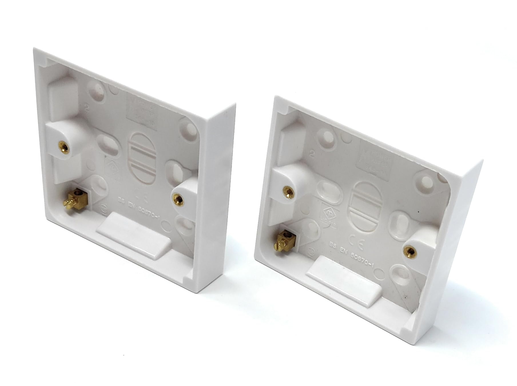 2pcs. 1 Gang Surface Mount Back Box Pattress Box 16mm x 85mm x 85mm White