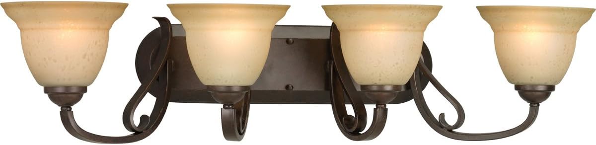 Best Progress Lighting Torino 4-Light Forged Bronze Bathroom Vanity Light With Glass Shades