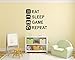 Eat Sleep Game Repeat Wall Decal - Gaming Wall Decals - Art Mural Player Decor Gamer Vinyl Sticker Decalzone Inc