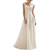 Abaowedding Women's Wedding Dress Lace Double V-Neck Sleeveless Evening Dress