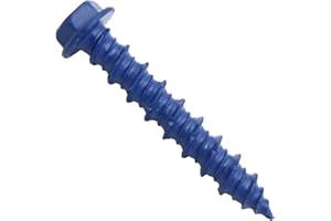 JAKE SALES Blue Concrete Anchor Screws 3/16" x 1-1/4" Carbon Steel Hardened - Interior & Exterior Coated Rust and Corrosion Resistant Screws (100 Count)