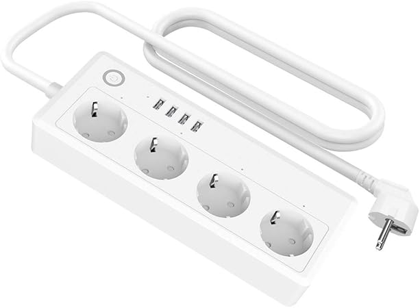 Konesky Smart Power Strips Protezione da sovraccarico Wi Fi con 4 prese 4 Porte USB Presa di corrente universale Funziona Amazon alexaHome page di GoogleFunzione timer IFTTT