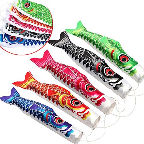 Koi Fish Windsock Flag Kite Koinobori Home Outdoors Hanging Decoration Unique Garden Streamer Flags 28inch 70cm Random Color 2Pc