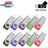 AreTop USB Flash Drive 2GB 10 Pack Flash Stick Pen Drive Gig Stick Memory Stick USB2.0 Pendrive Thumb Drives for Fold Date Storage (Bulk 10 PCS - Mixed Colors: Black/Blue/Purple/Green/Red)