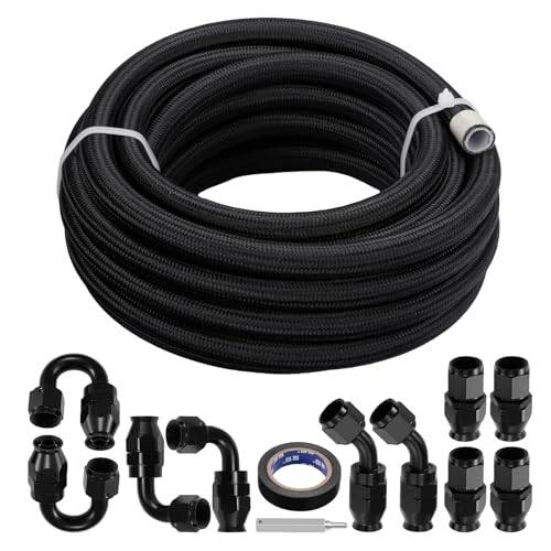 BDFHYK 20FT 13/32" ID PTFE Fuel Line Kit 8AN PTFE Fitting Compatible with E85 L…
