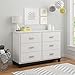 Cosco Kids Furniture Leni 6 Drawer Dresser with Changing Table, White and Coffee House Plank