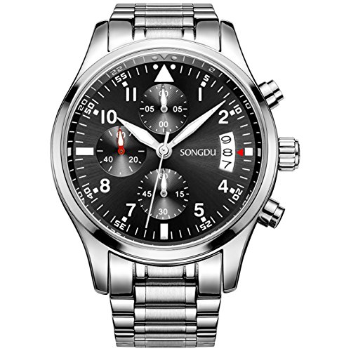 Songdu mens date quartz stainless steel multifunction c…