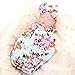 Newborn baby sleep receiving blanket and bow headband set baby swaddle blanket galabloomer,Blue