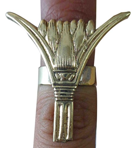 Egyptian Finger Ring Lotus Hieroglyphic Horus Eye Ankh Pharaoh Brass Hand Engraved Adjustable Egypt pharaohs Costume Jewelry Accessory Handmade 105
