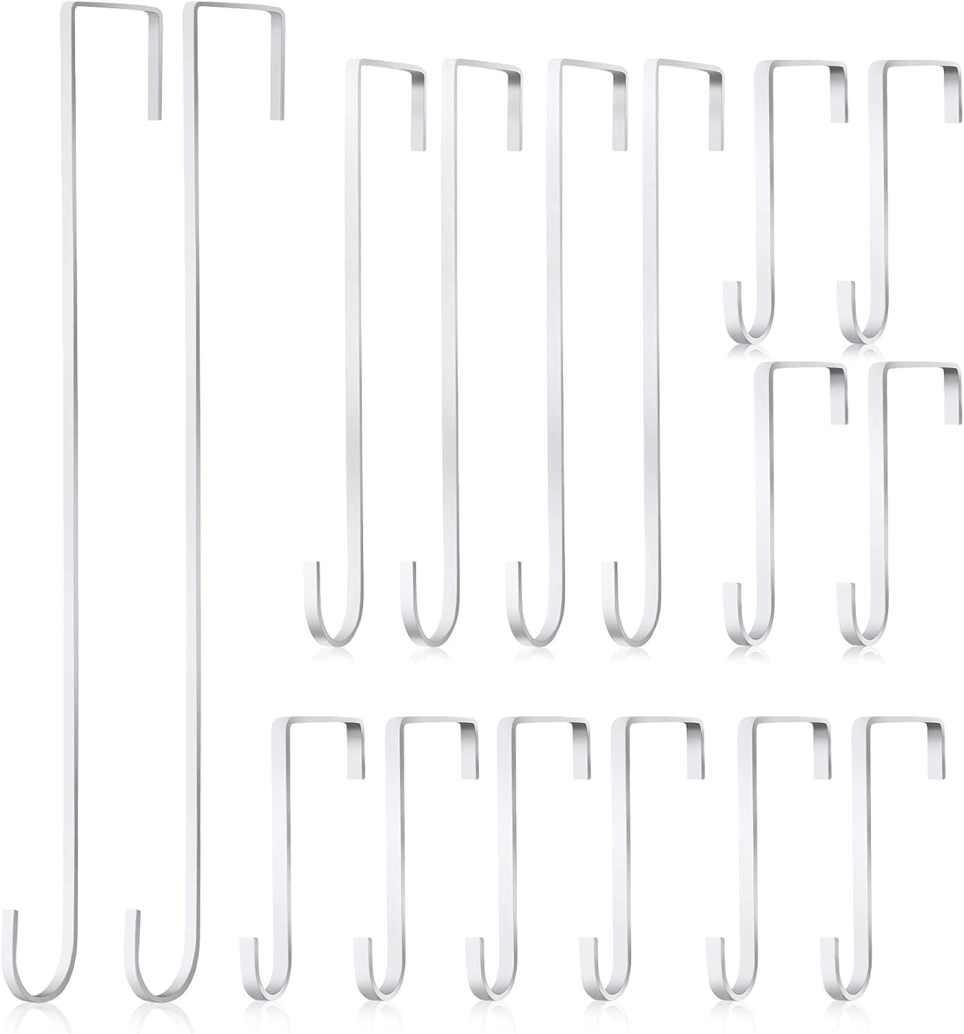 Wreath Hangers - Hotop 16 Pieces Christmas Wreath Hanger Over Door Hooks Metal Z Hooks 3.4 Inch 7.9 Inch 13.8 Inch for Christmas Front Door Decorations, Hanging Coats Hats Robes Towels (White)