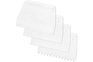 FDCLIXUVOL Adhesive Spreader, 4 Pcs Notched Glue Spreader Kits Plastic Notched Trowel 0.5"/1" Tooth Reusable for Glue Epoxy Resin Putty Hardwood Flooring (White)